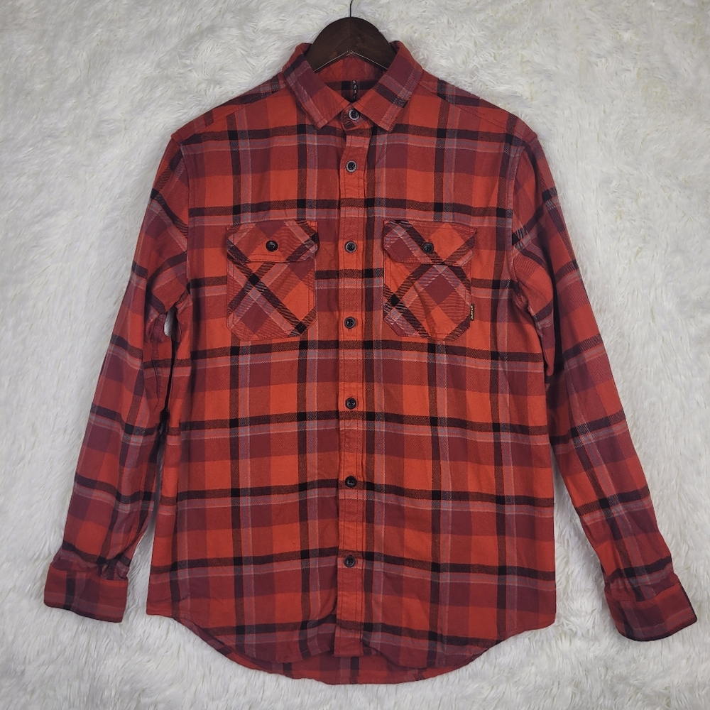 Burton Durable Goods Men's Small Brighton Plaid Flannel Shirt Red Black‎